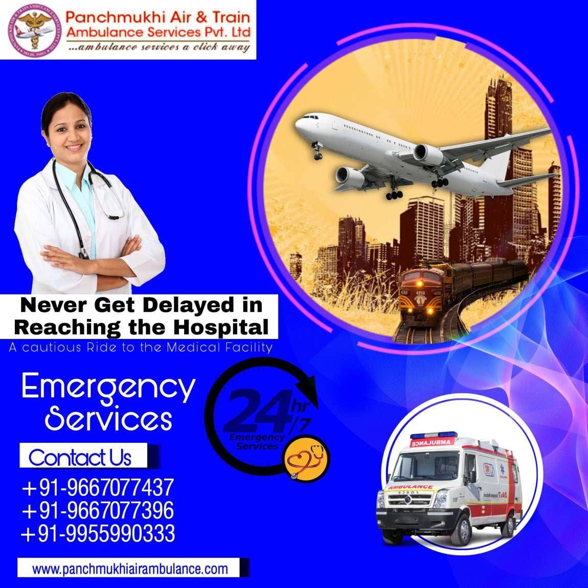 Panchmukhi provides Air and Train Ambulance in Visakhapatnam with Life Saving Equipment and Tools