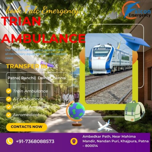 Use the Falc Emergency Train Ambulance Service in Patna for a rapid and secure transfer
