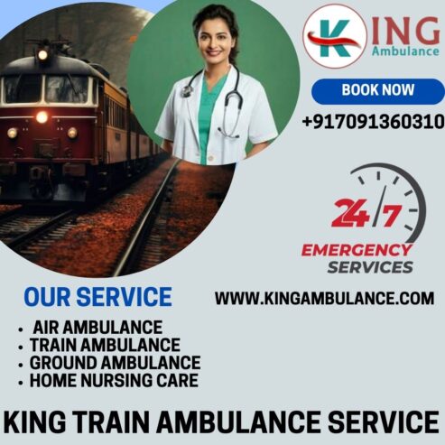 Shift critical patients with professionals by king train ambulance from Patna