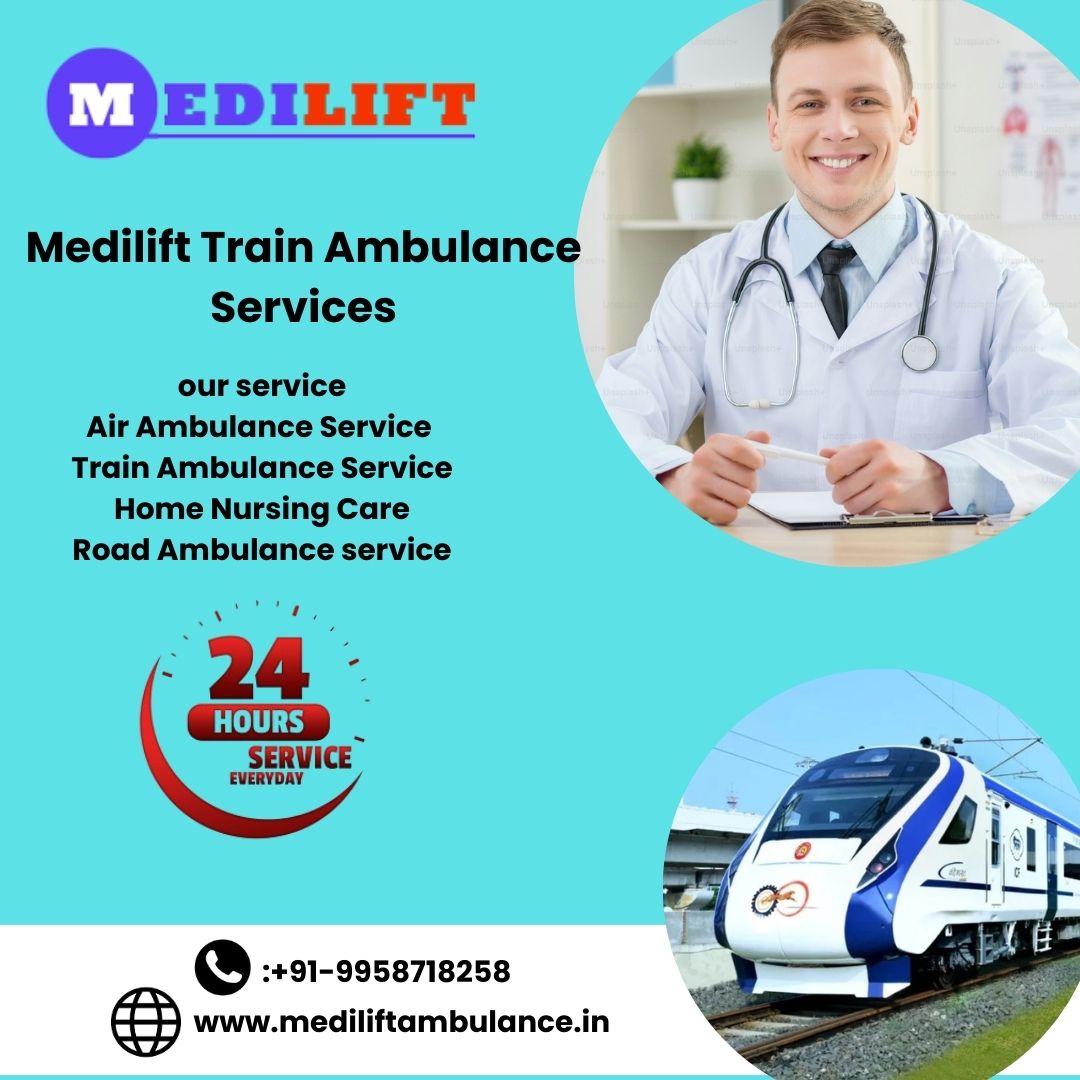 Book Medilift Train Ambulance Service In Dibrugarh with Top-grade Medical Machine