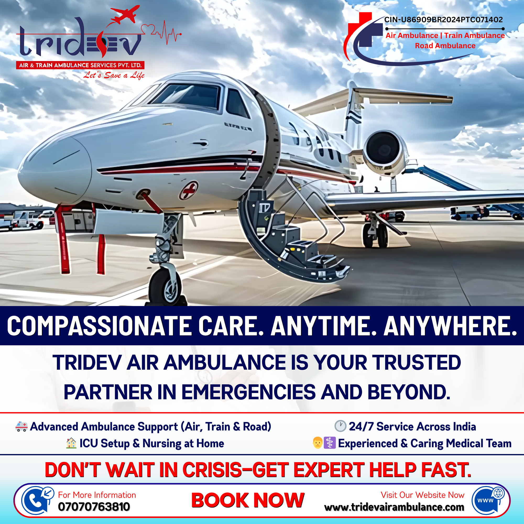 Tridev Air Ambulance Services in Patna – Real Notion of Carrying