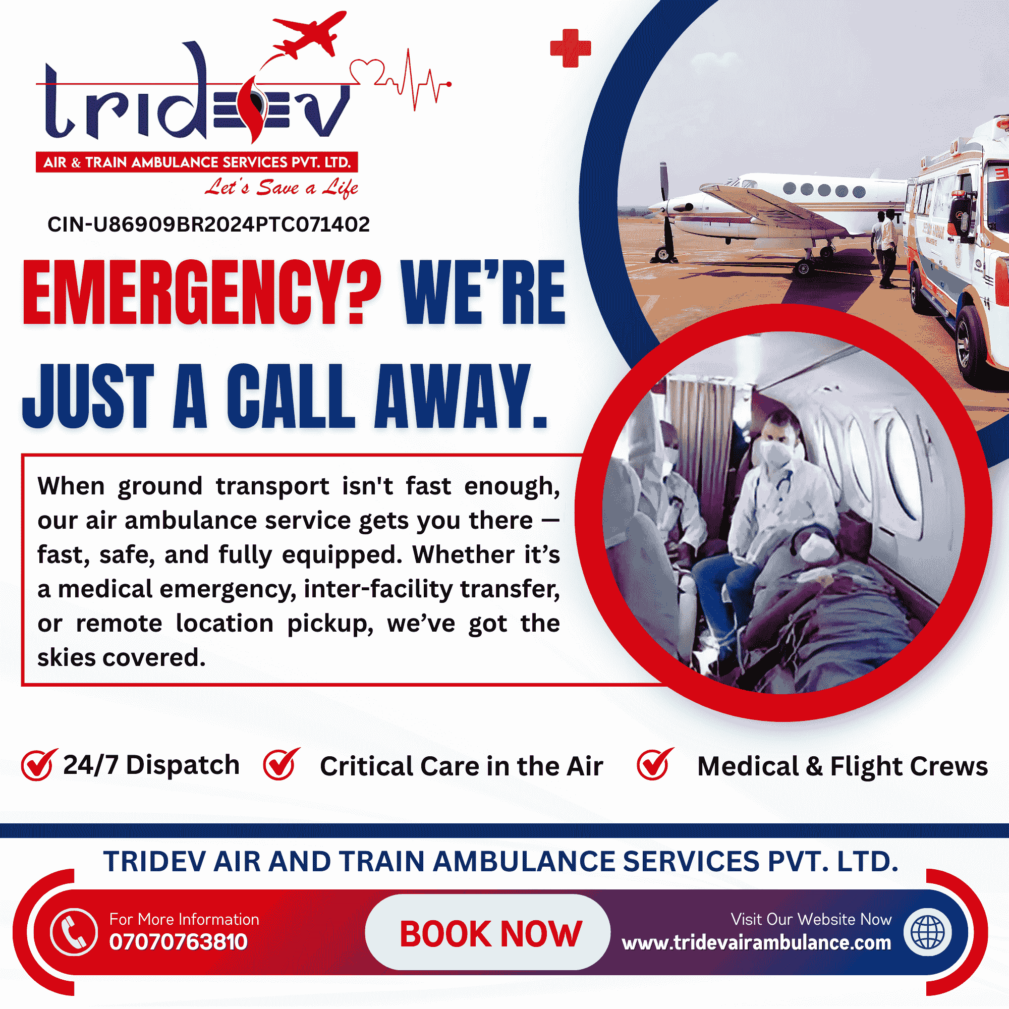Tridev Air Ambulance Delhi – ICU in the Sky, Care on the Ground