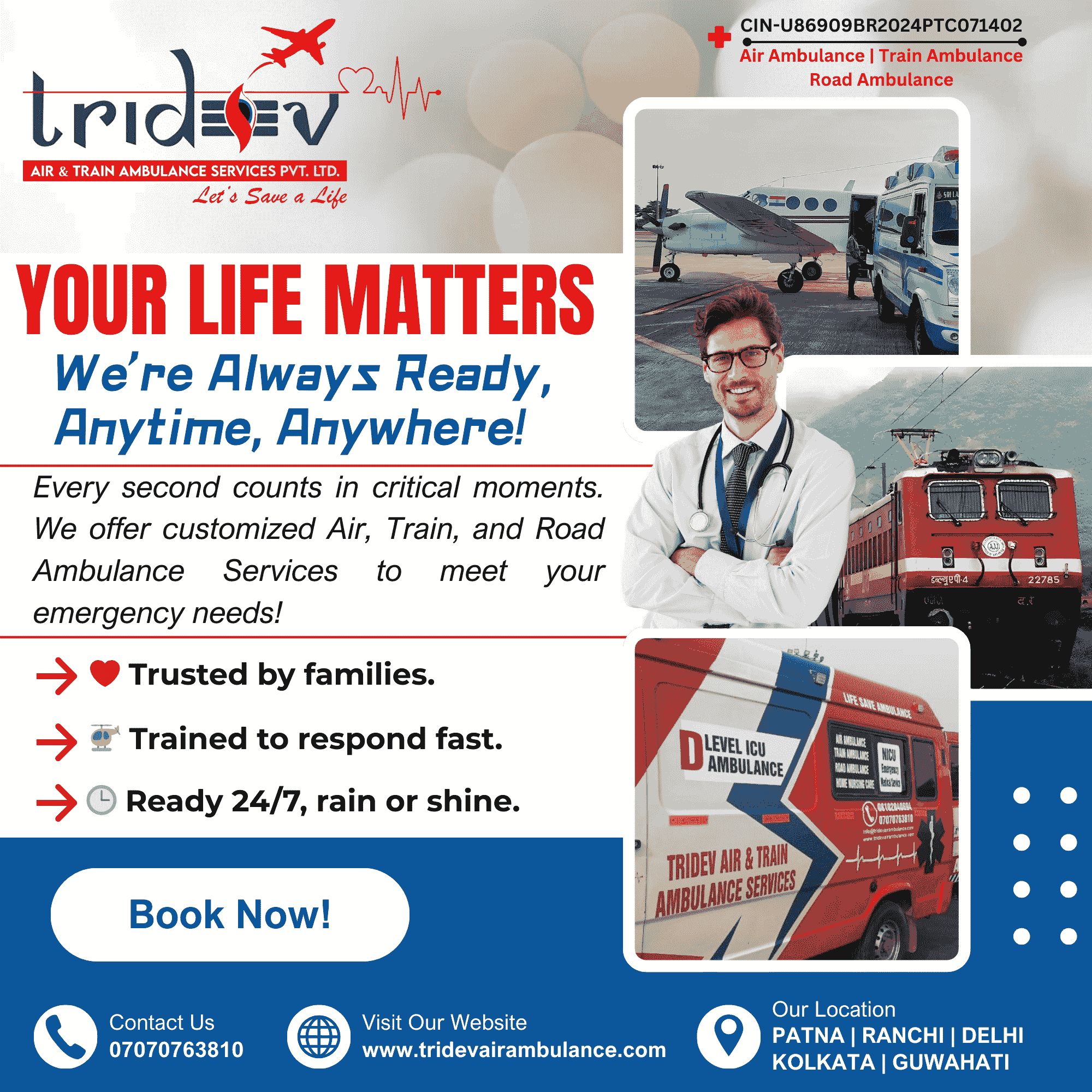 Tridev Air Ambulance Guwahati – Specialized Neonatal and Paediatric Care
