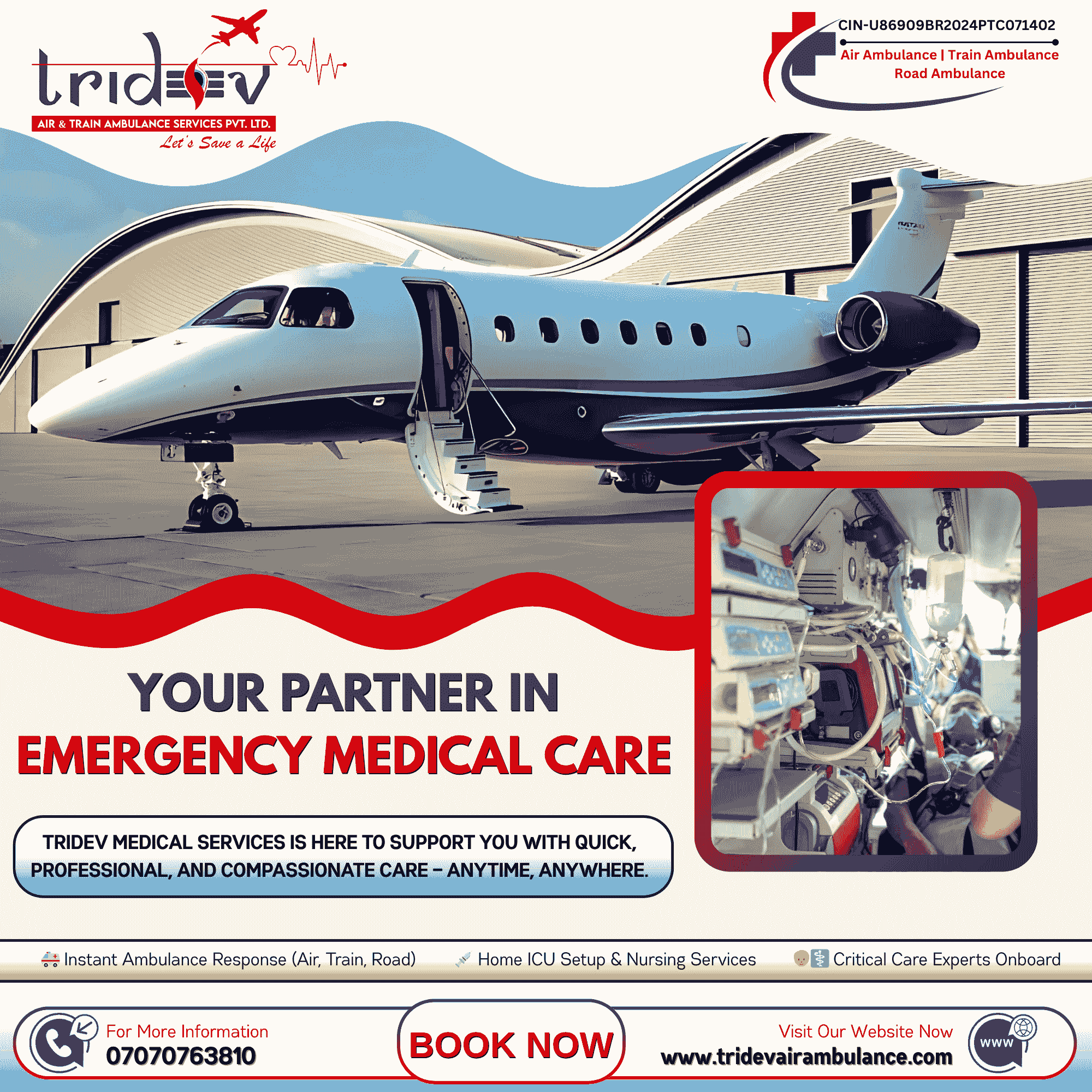 Tridev Air Ambulance Patna – Fast, Life-Saving Medical Flights