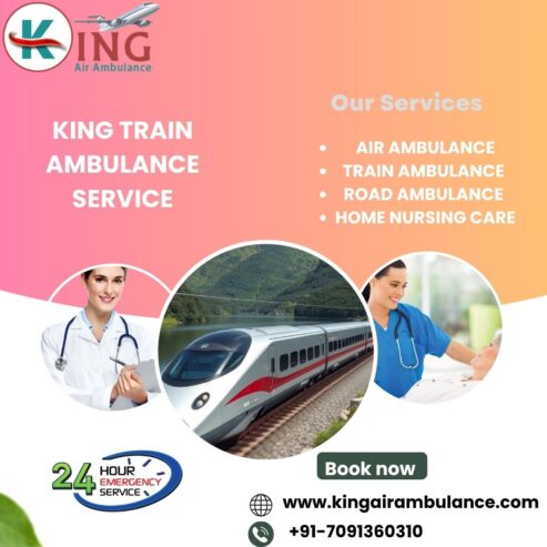 Book now King Train Ambulance Service in Guwahati with professional Healthcare Team