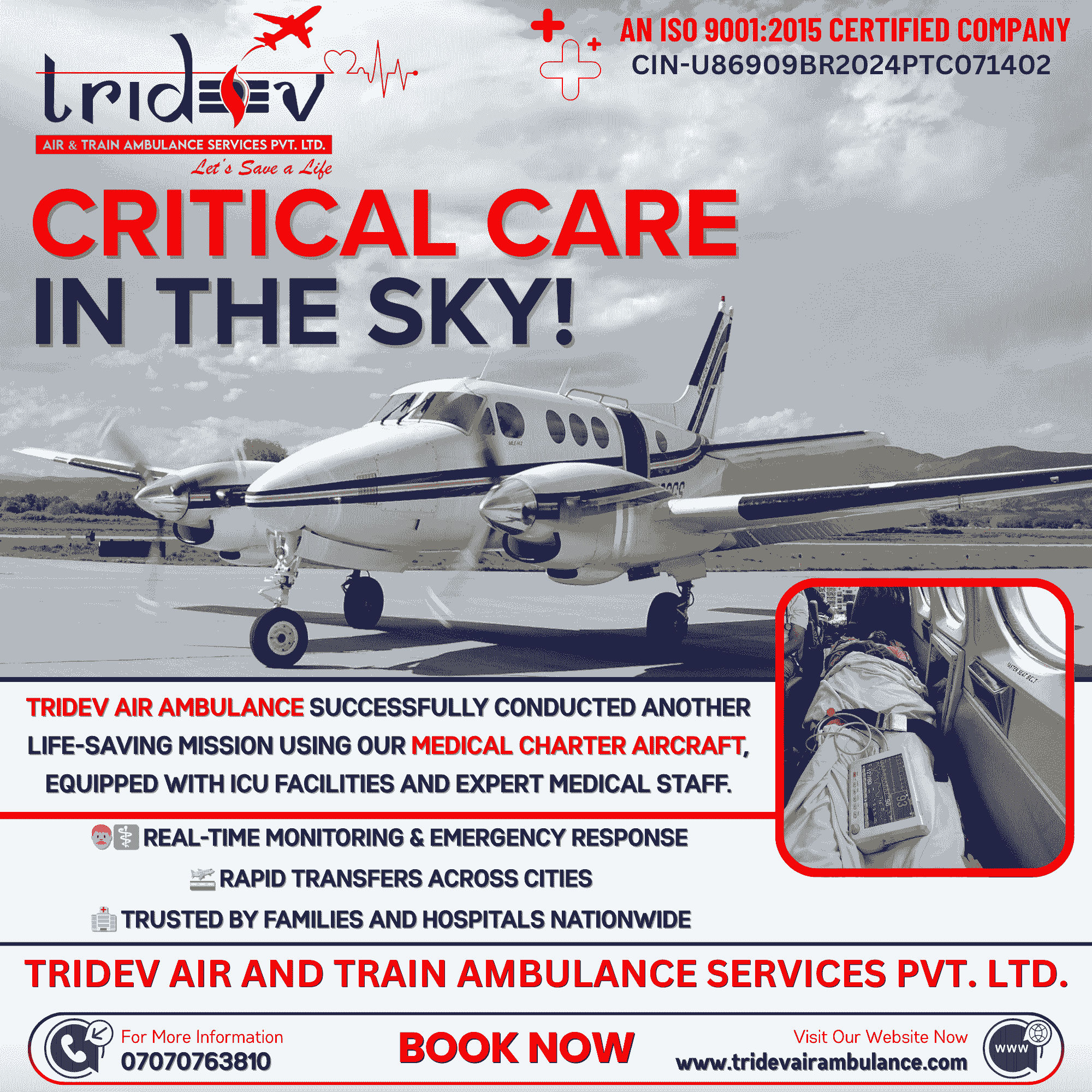 Premium Tridev Air Ambulance Services in Guwahati: Expert Medical Transfers for Critical Patients
