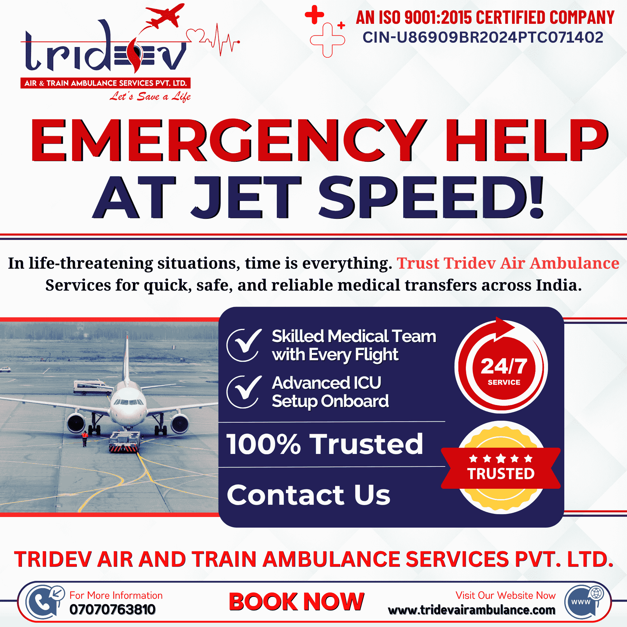 The Lavish Tridev Air Ambulance Services In Kolkata: For Safe Transfer