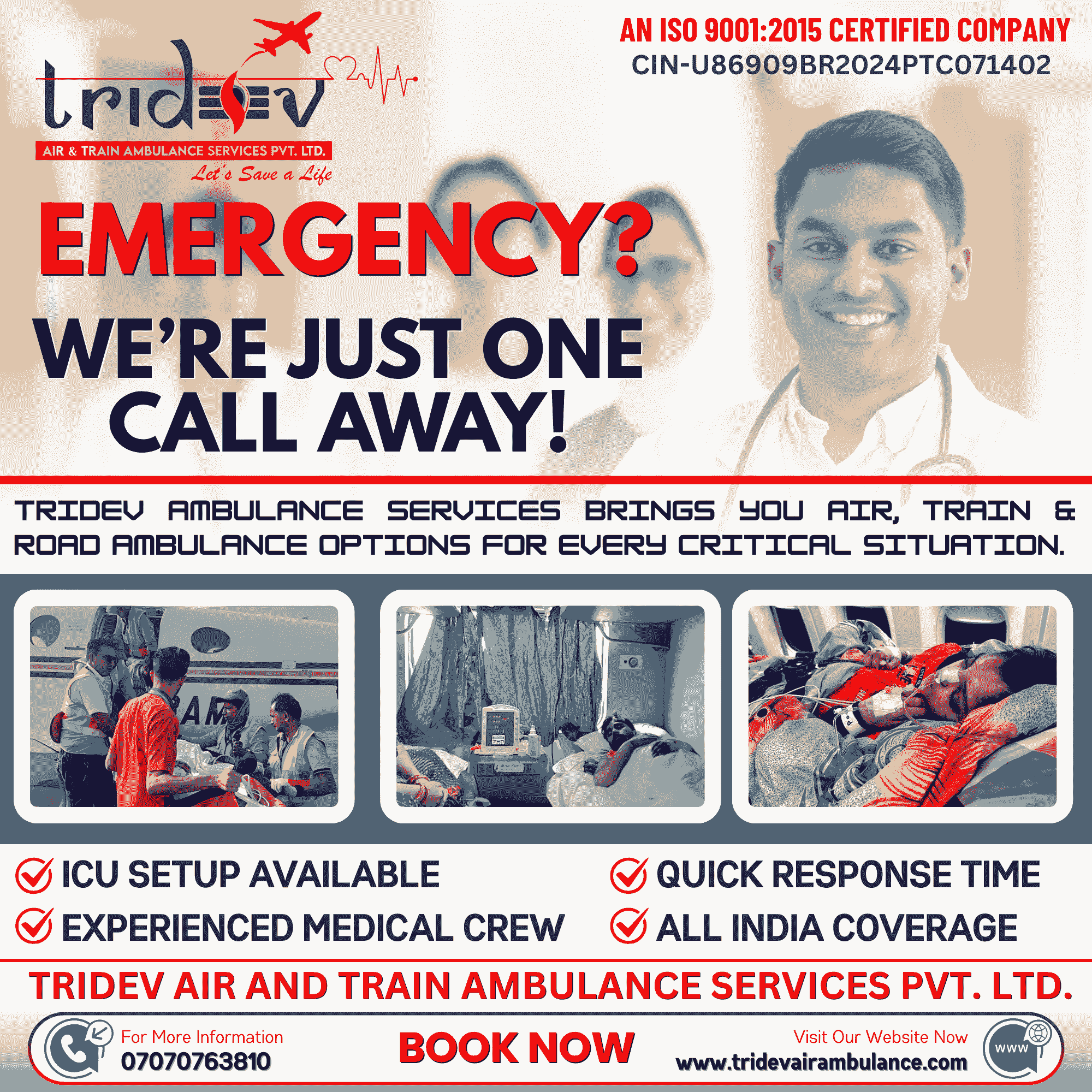 Assistance with Tridev Air Ambulance Services in Patna Has Been Provided
