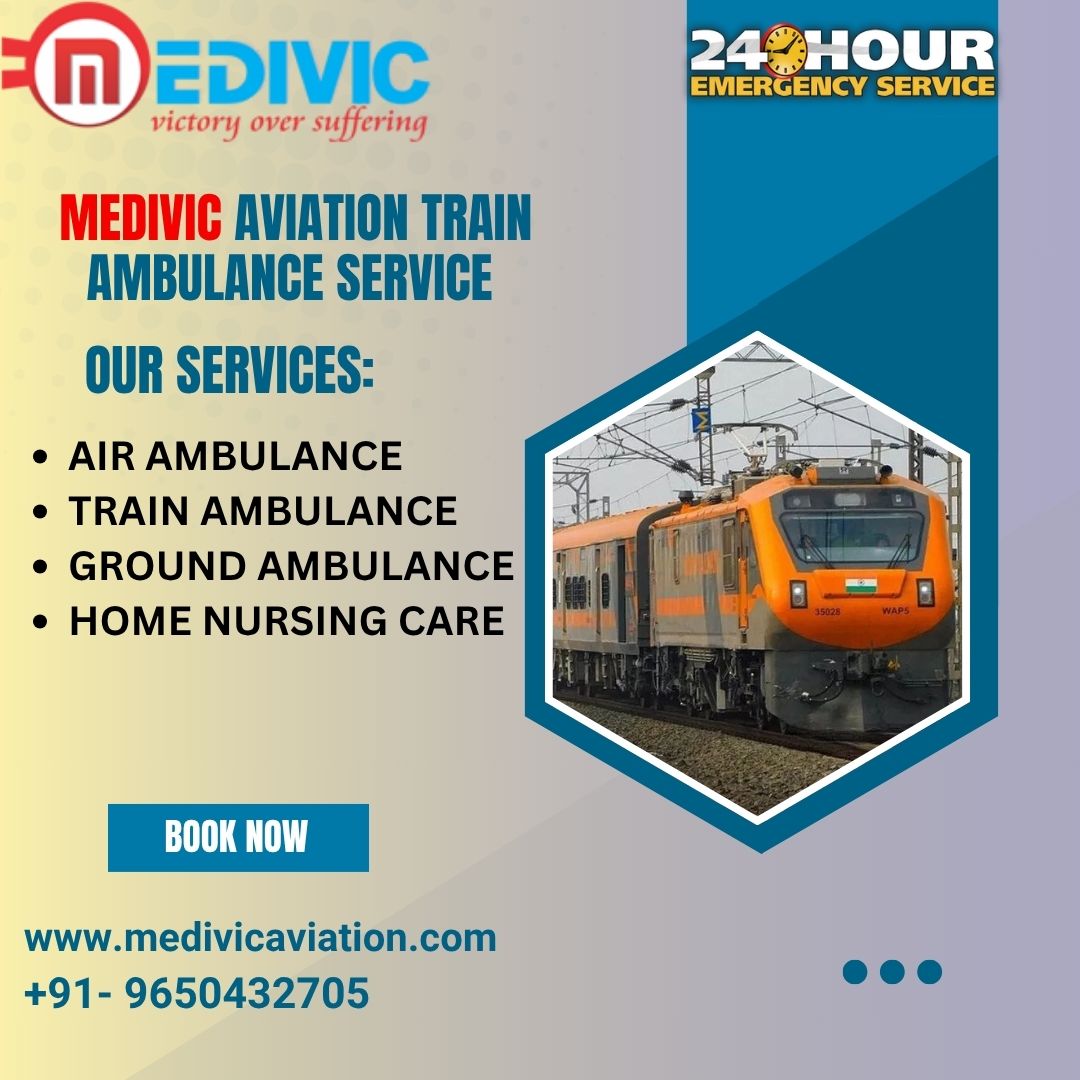 Medivic Aviation Train Ambulance in Varanasi provides safe and simple patient transfer service