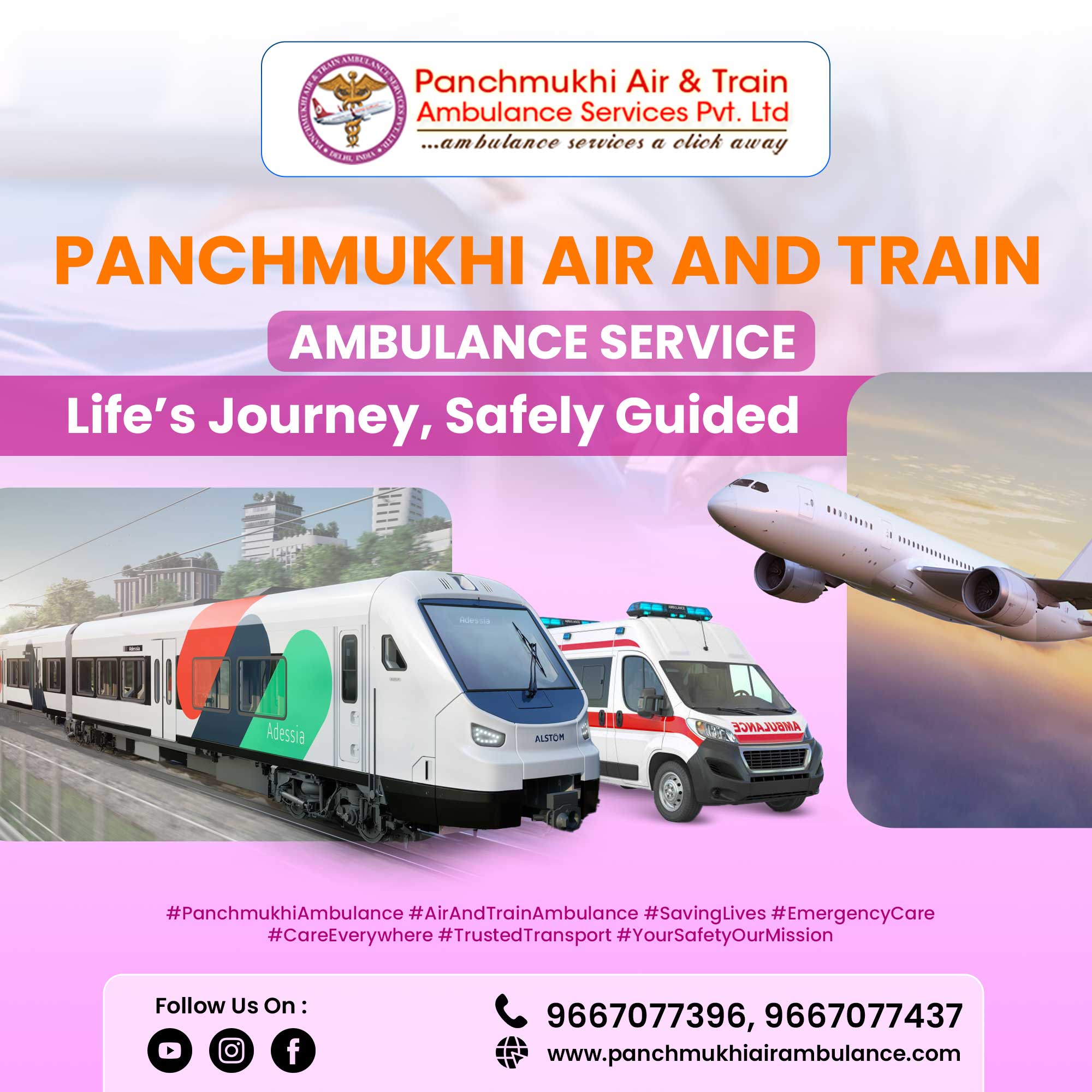 At minimum Fare Get Panchmukhi Air Ambulance Varanasi with Medical Care