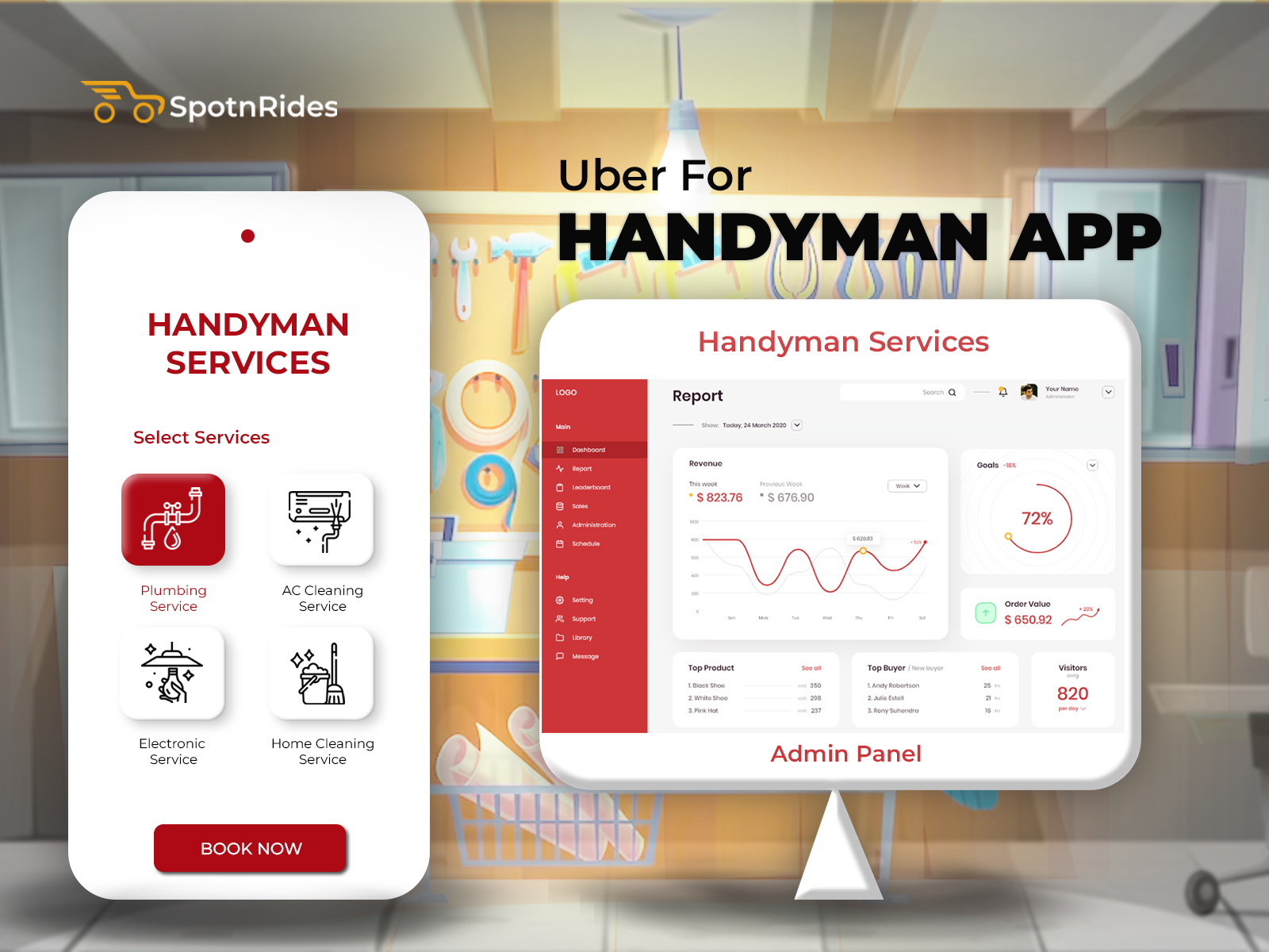 Launch a Custom Handyman Booking App Like Uber with SpotnRides Solution