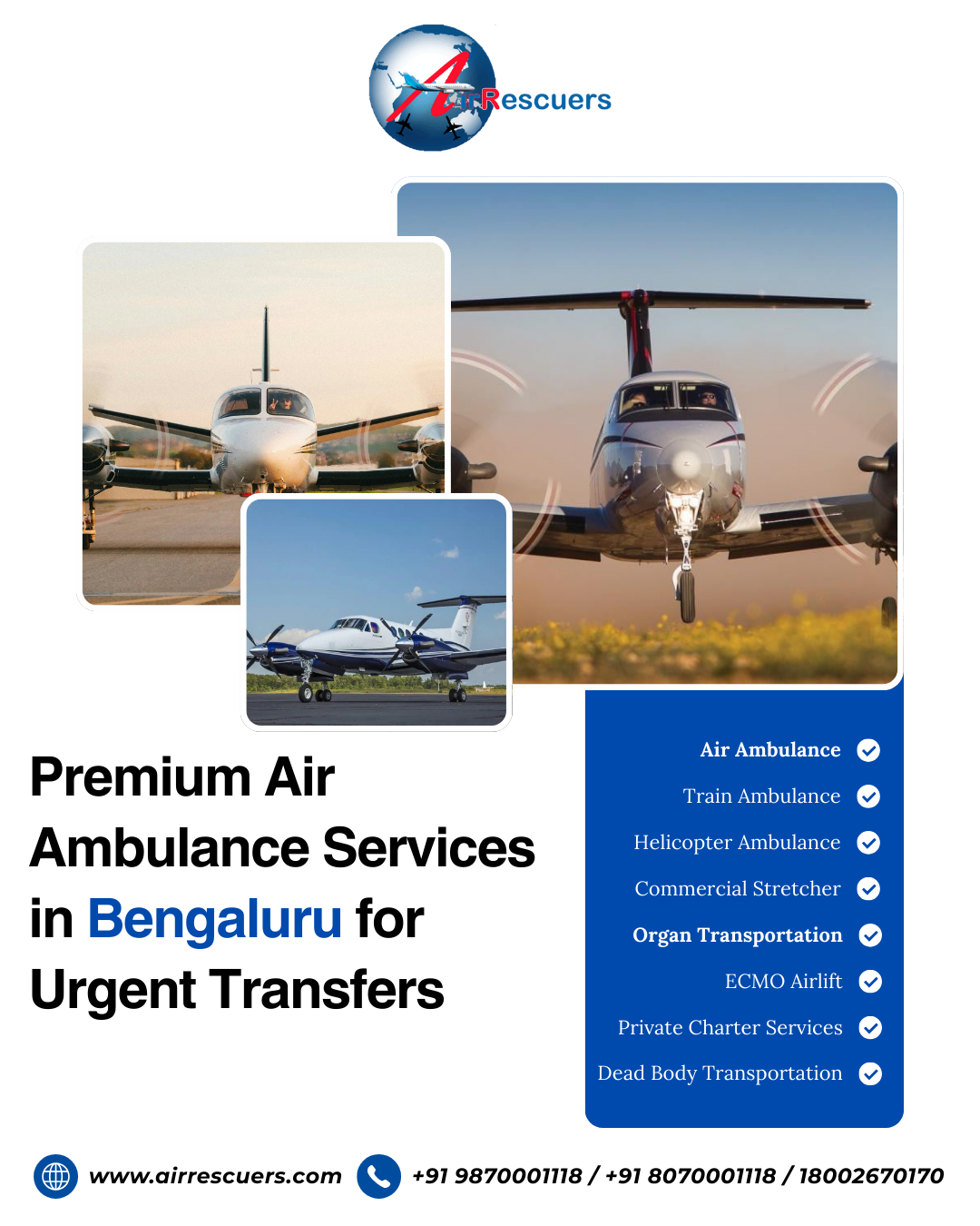 Premium Air Ambulance Services in Bengaluru for Urgent Transfers