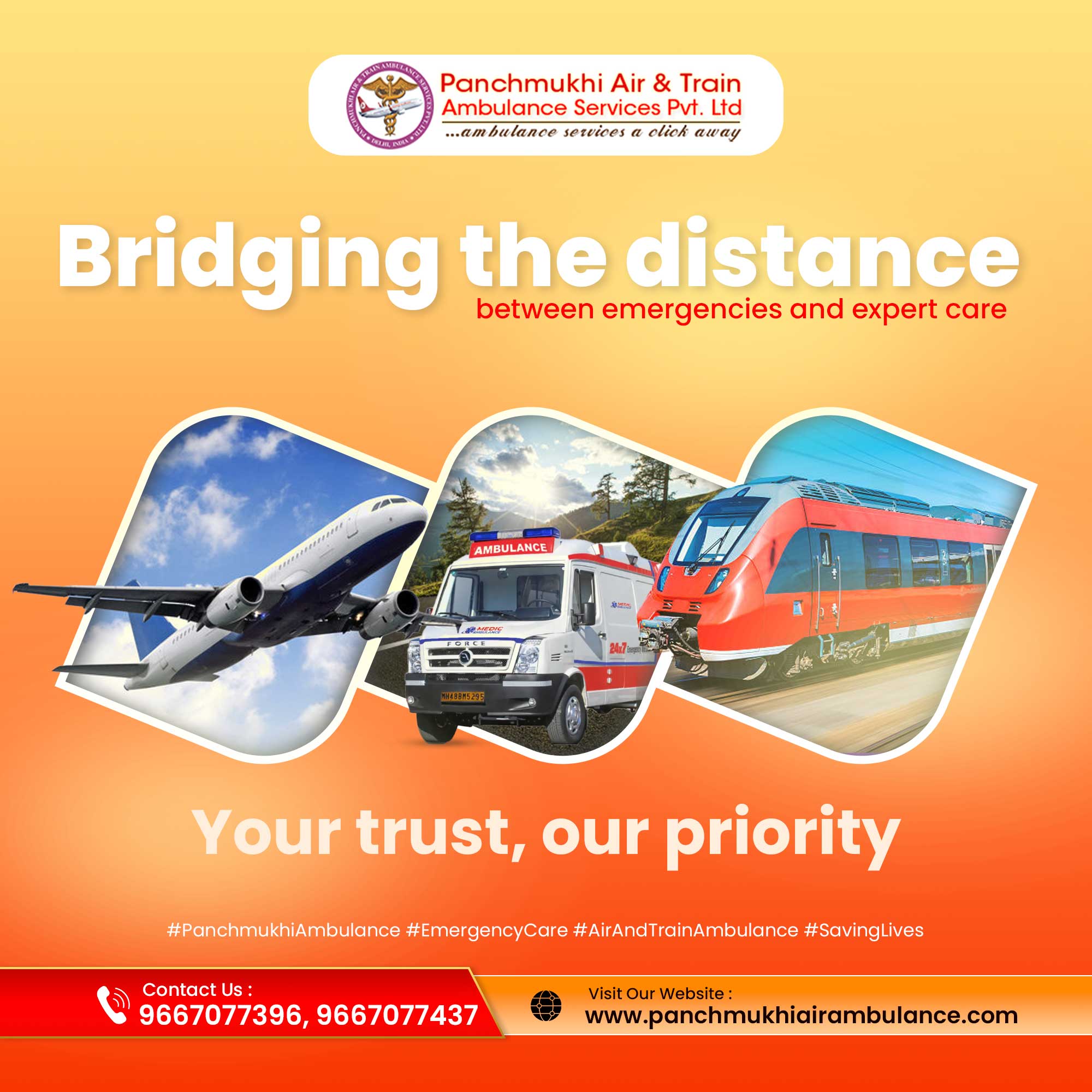 Panchmukhi ICU Air and Train Ambulance in Kolkata- confirmed booking for long distance transfer