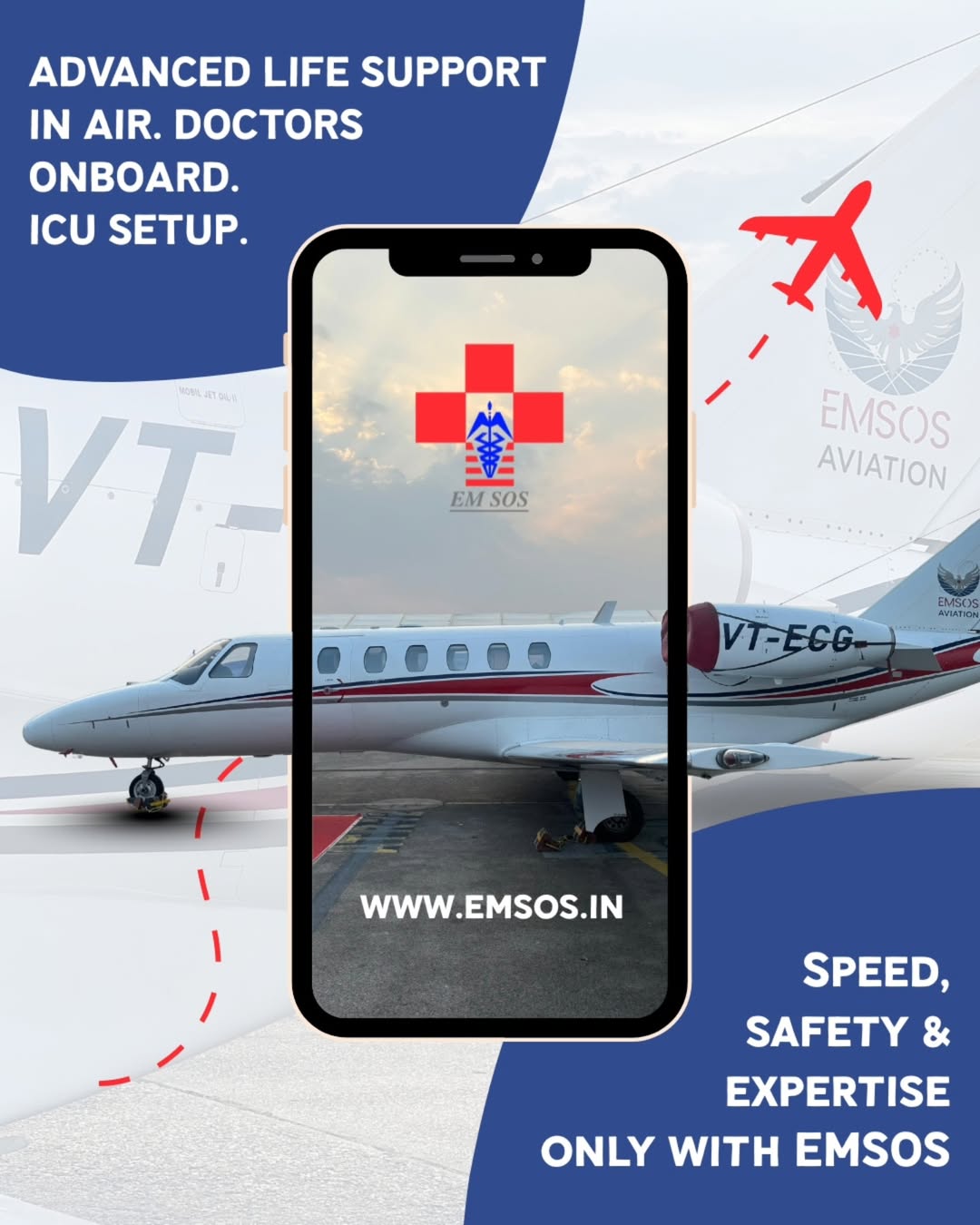EMSOS Air Ambulance Service in Bhopal – Ensuring Continuity of Critical Care During Patient Transfers