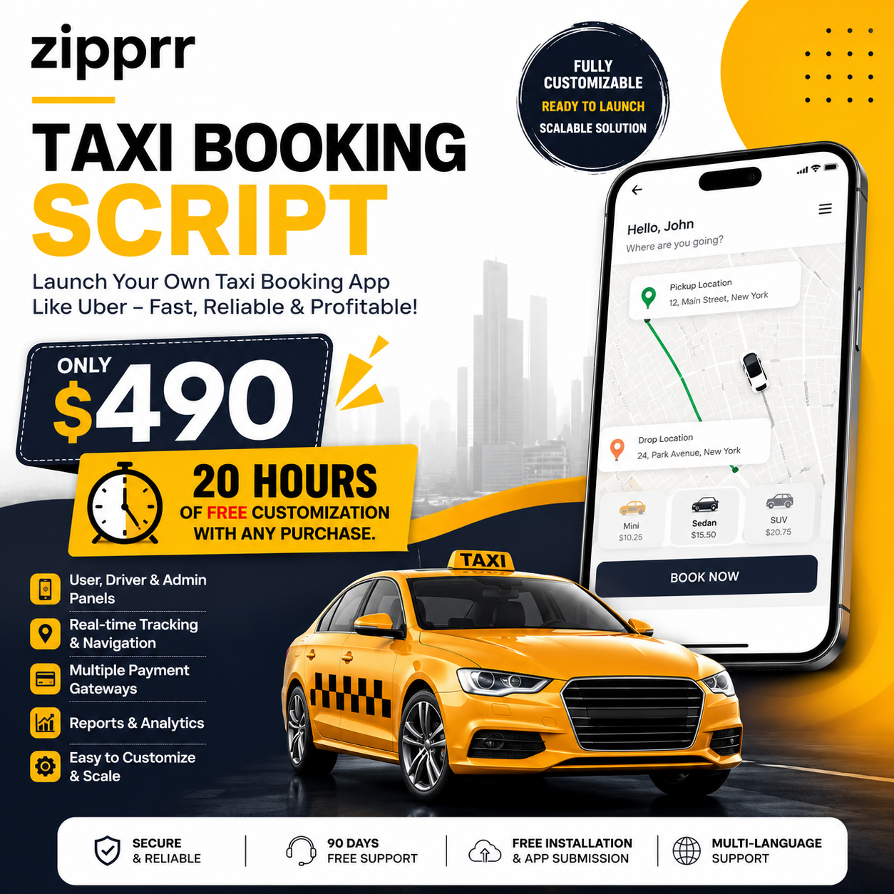 Zipprr Taxi Booking Script — No Monthly Fees, One-Time $490